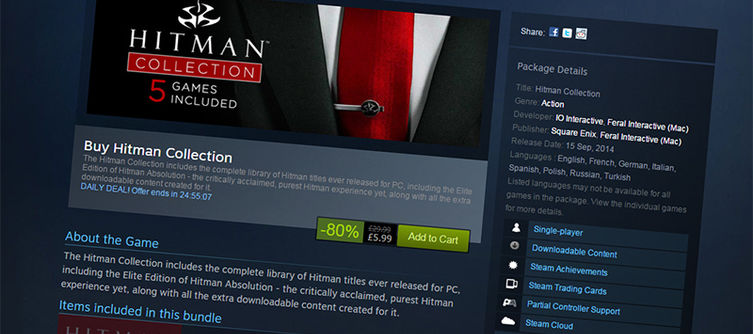 Hitman Collection is 80% off on Steam for 24 more hours, includes six total games in the series